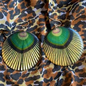 Metal round peacock earrings